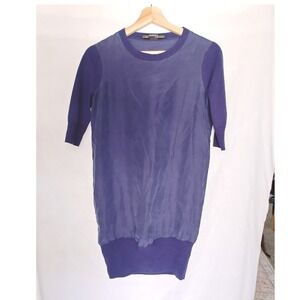 AllSaints Kayo Jumper Dress Tunic Purple Blue Silk Wool Mixed Media Knit US 2